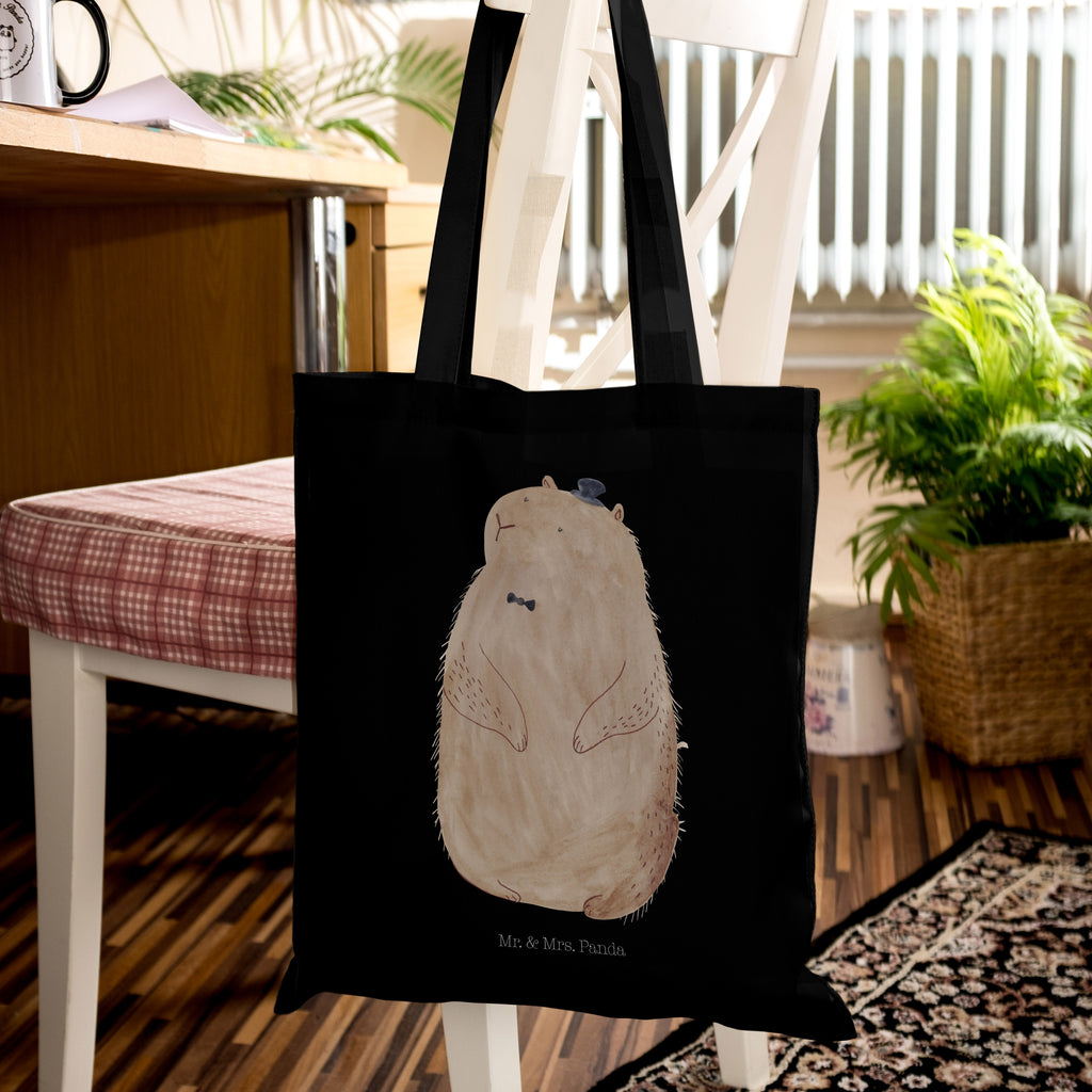 Tragetasche Murmeltier Beuteltasche, Beutel, Einkaufstasche, Jutebeutel, Stoffbeutel, Tiermotive, Gute Laune, lustige Sprüche, Tiere, Murmeltier, Knigge, Fröhlichkeit, Freundlichkeit, Respekt, Anstand
