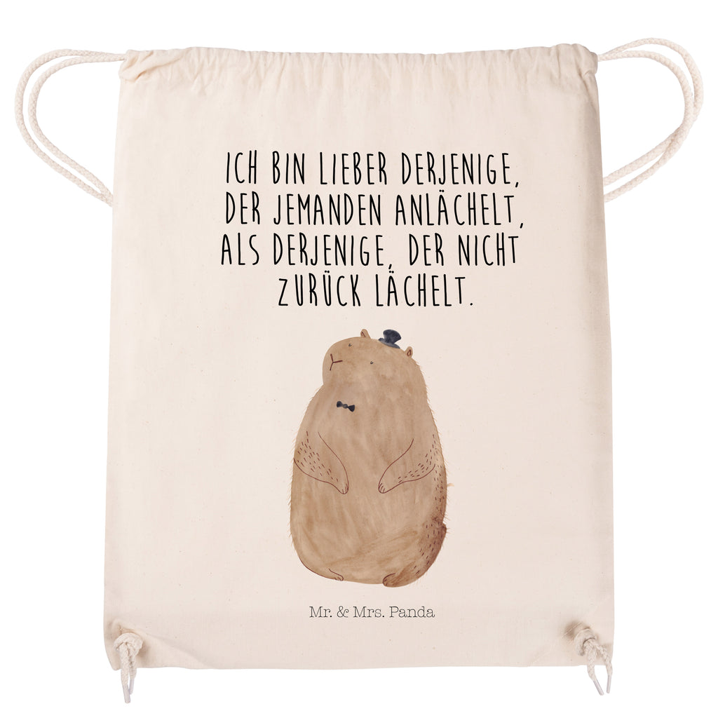 Sportbeutel Murmeltier Turnbeutel, Beutel, Sporttasche, Tasche, Stoffbeutel, Tiermotive, Gute Laune, lustige Sprüche, Tiere, Murmeltier, Knigge, Fröhlichkeit, Freundlichkeit, Respekt, Anstand