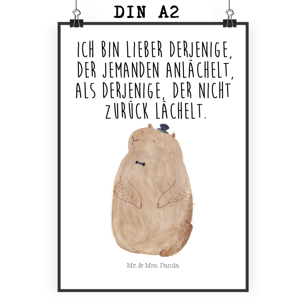 Poster Murmeltier Poster, Wandposter, Bild, Wanddeko, Küchenposter, Kinderposter, Wanddeko Bild, Raumdekoration, Wanddekoration, Handgemaltes Poster, Mr. & Mrs. Panda Poster, Designposter, Kunstdruck, Posterdruck, Tiermotive, Gute Laune, lustige Sprüche, Tiere, Murmeltier, Knigge, Fröhlichkeit, Freundlichkeit, Respekt, Anstand
