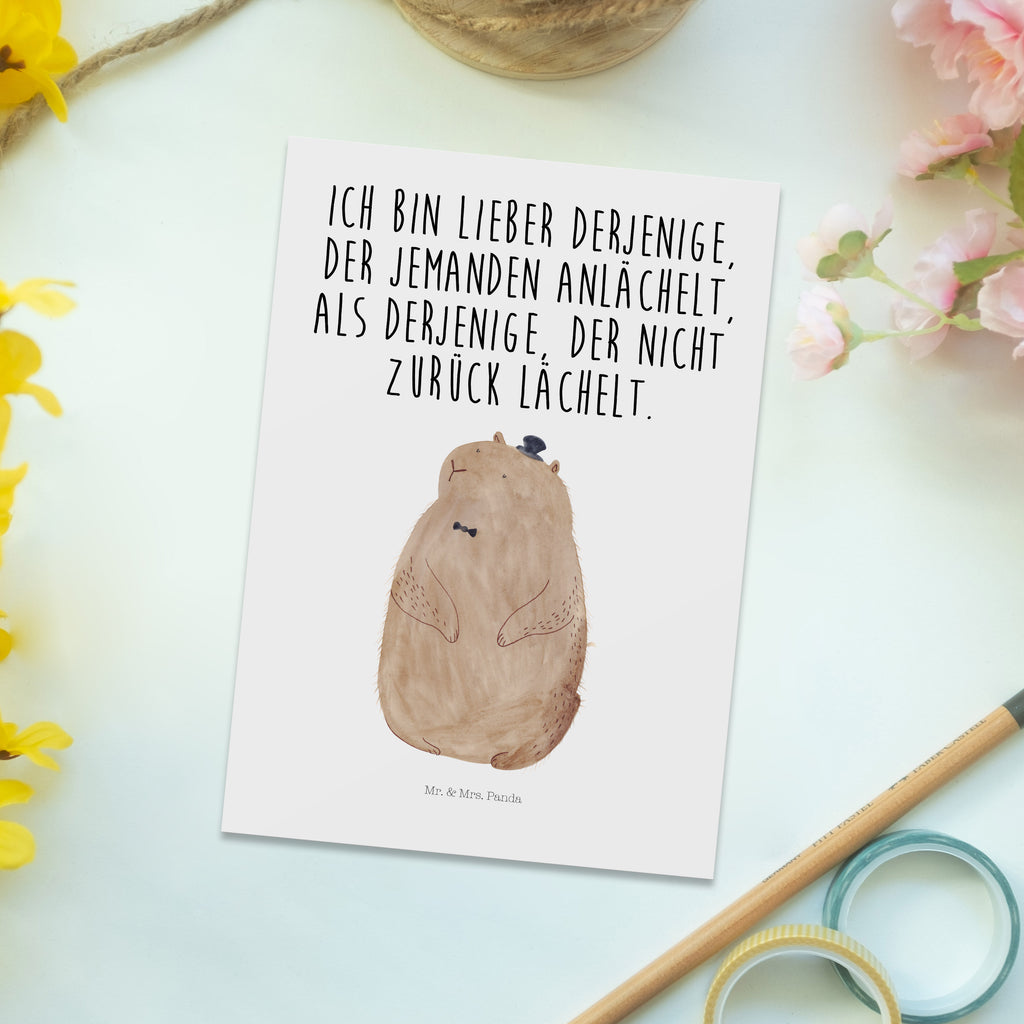 Postkarte Murmeltier Geschenkkarte, Grußkarte, Karte, Einladung, Ansichtskarte, Geburtstagskarte, Einladungskarte, Dankeskarte, Tiermotive, Gute Laune, lustige Sprüche, Tiere, Murmeltier, Knigge, Fröhlichkeit, Freundlichkeit, Respekt, Anstand