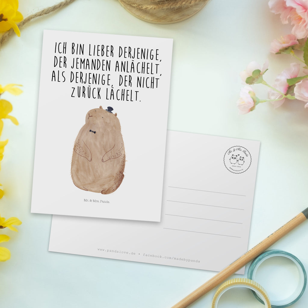 Postkarte Murmeltier Geschenkkarte, Grußkarte, Karte, Einladung, Ansichtskarte, Geburtstagskarte, Einladungskarte, Dankeskarte, Tiermotive, Gute Laune, lustige Sprüche, Tiere, Murmeltier, Knigge, Fröhlichkeit, Freundlichkeit, Respekt, Anstand