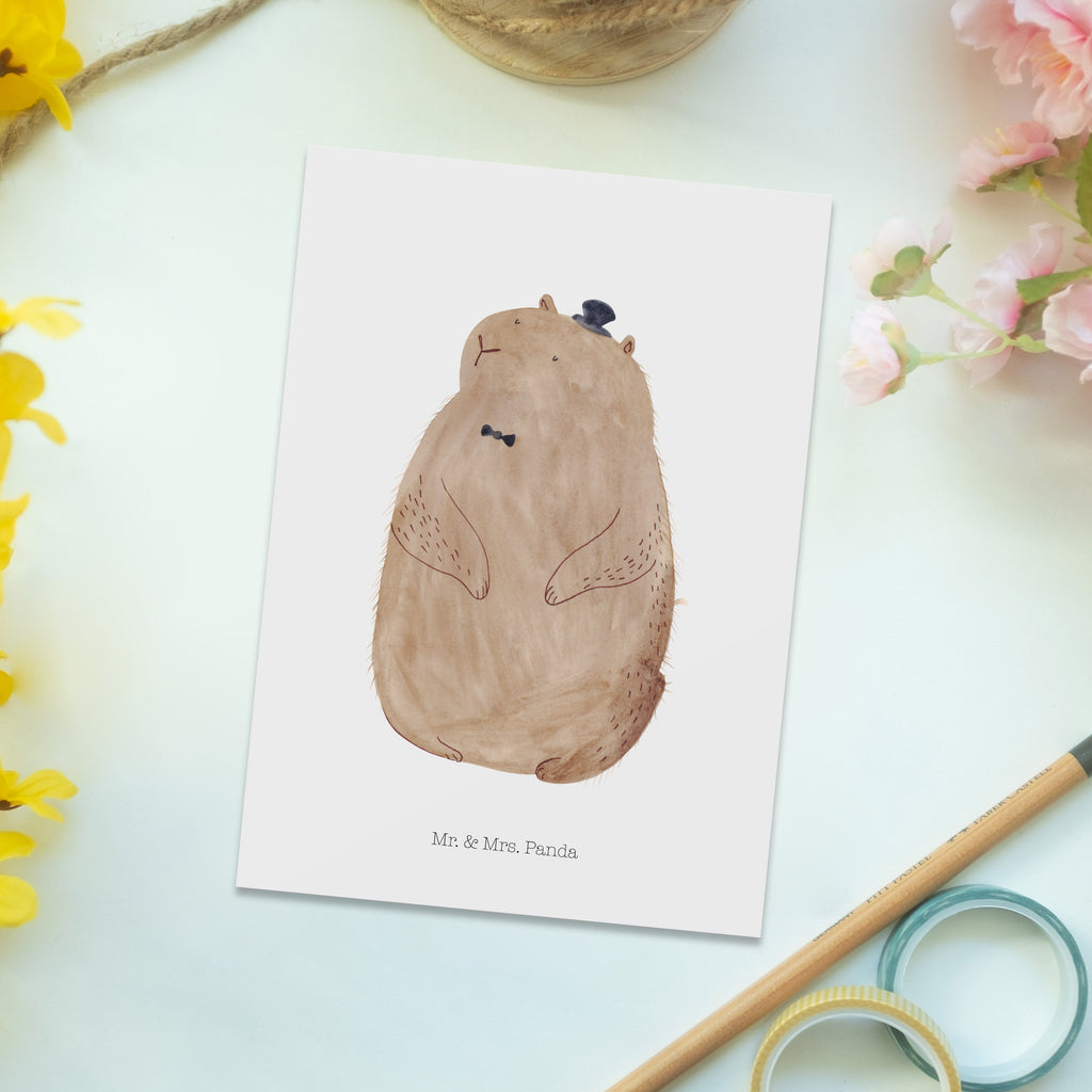 Postkarte Murmeltier Geschenkkarte, Grußkarte, Karte, Einladung, Ansichtskarte, Geburtstagskarte, Einladungskarte, Dankeskarte, Tiermotive, Gute Laune, lustige Sprüche, Tiere, Murmeltier, Knigge, Fröhlichkeit, Freundlichkeit, Respekt, Anstand