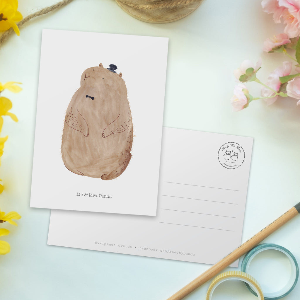 Postkarte Murmeltier Geschenkkarte, Grußkarte, Karte, Einladung, Ansichtskarte, Geburtstagskarte, Einladungskarte, Dankeskarte, Tiermotive, Gute Laune, lustige Sprüche, Tiere, Murmeltier, Knigge, Fröhlichkeit, Freundlichkeit, Respekt, Anstand