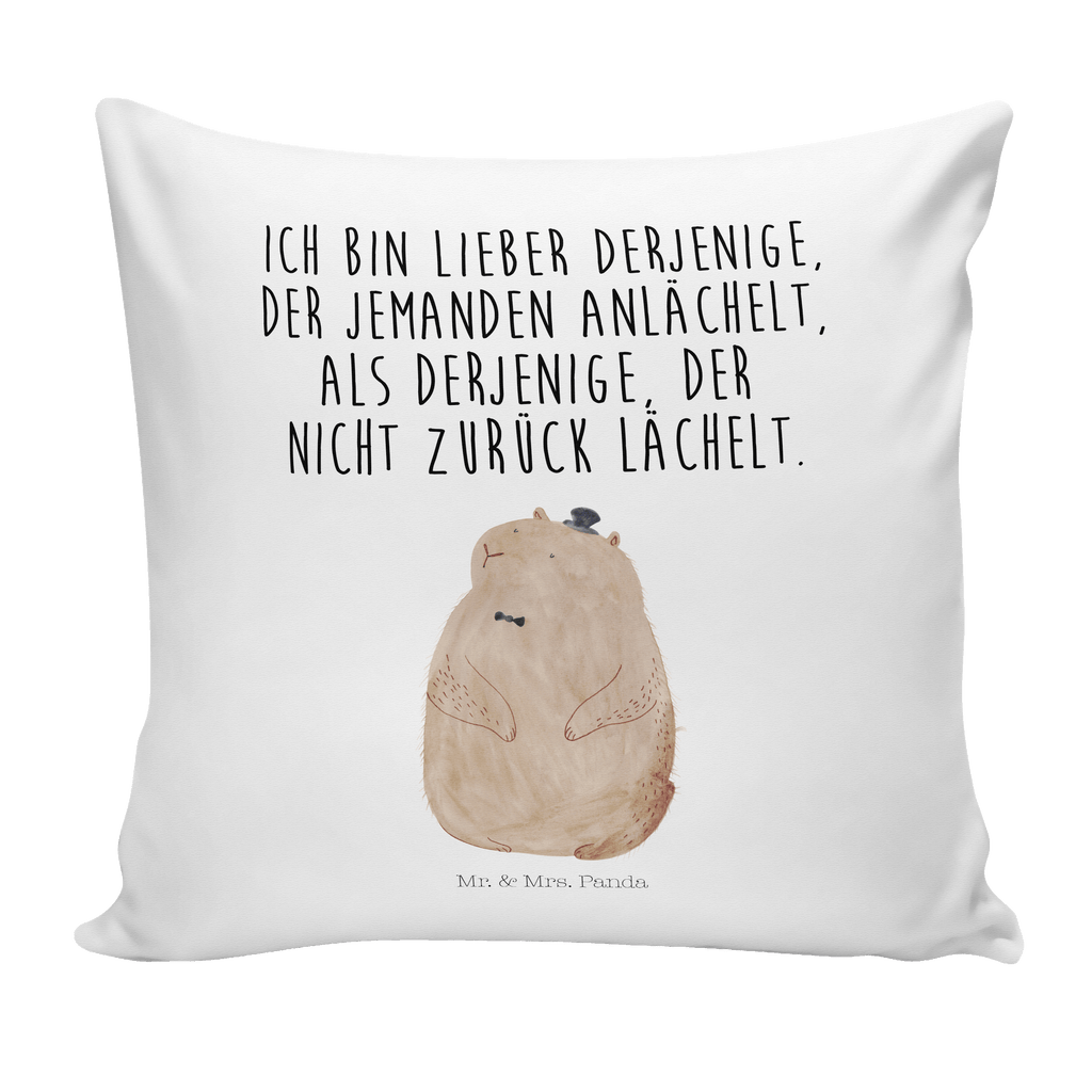 40x40 Kissen Murmeltier Kissenhülle, Kopfkissen, Sofakissen, Dekokissen, Motivkissen, Tiermotive, Gute Laune, lustige Sprüche, Tiere, Murmeltier, Knigge, Fröhlichkeit, Freundlichkeit, Respekt, Anstand