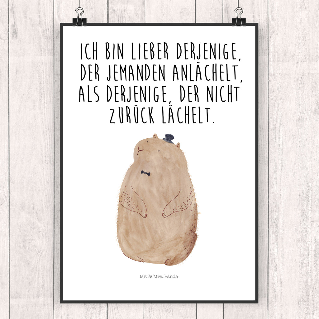 Poster Murmeltier Poster, Wandposter, Bild, Wanddeko, Küchenposter, Kinderposter, Wanddeko Bild, Raumdekoration, Wanddekoration, Handgemaltes Poster, Mr. & Mrs. Panda Poster, Designposter, Kunstdruck, Posterdruck, Tiermotive, Gute Laune, lustige Sprüche, Tiere, Murmeltier, Knigge, Fröhlichkeit, Freundlichkeit, Respekt, Anstand