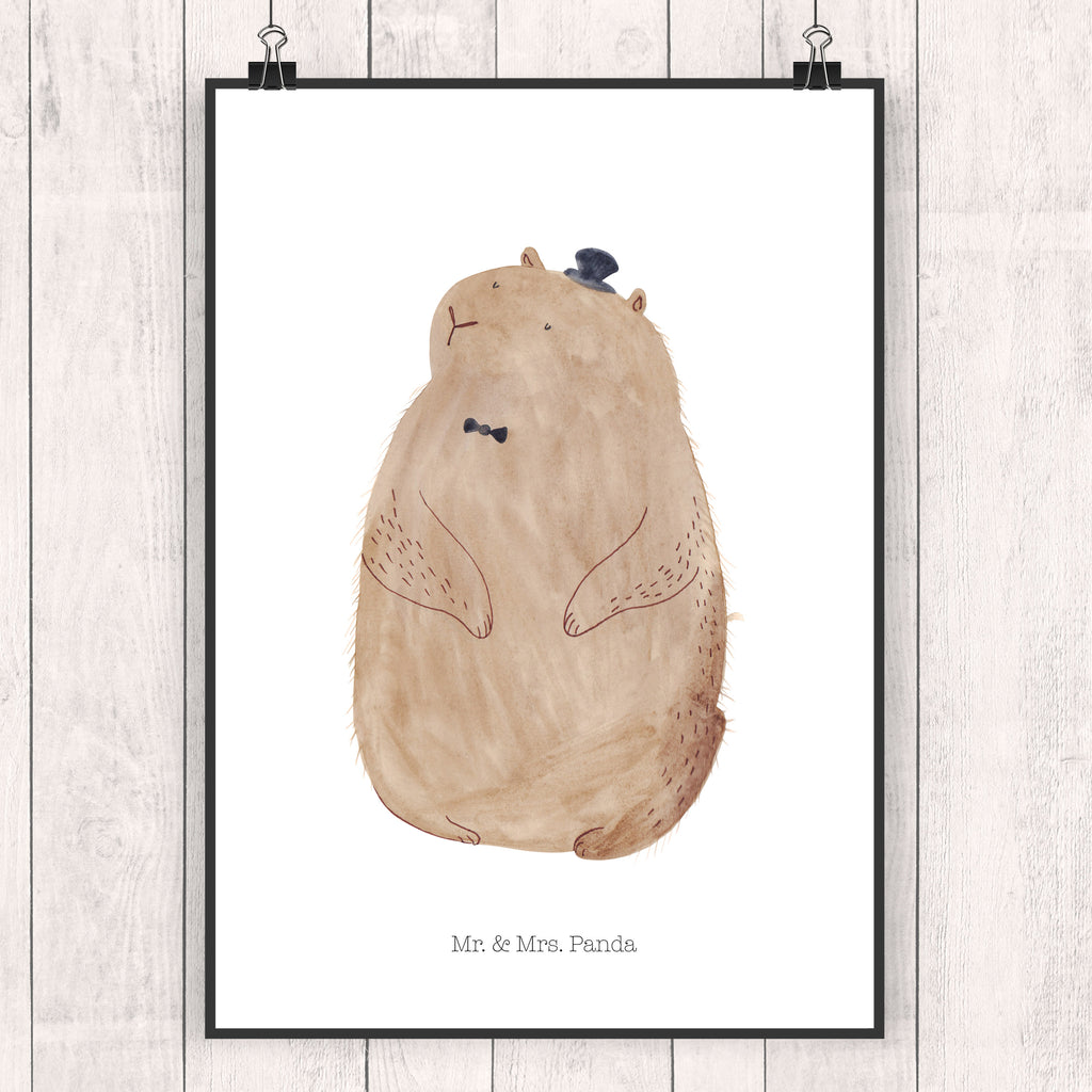 Poster Murmeltier Poster, Wandposter, Bild, Wanddeko, Küchenposter, Kinderposter, Wanddeko Bild, Raumdekoration, Wanddekoration, Handgemaltes Poster, Mr. & Mrs. Panda Poster, Designposter, Kunstdruck, Posterdruck, Tiermotive, Gute Laune, lustige Sprüche, Tiere, Murmeltier, Knigge, Fröhlichkeit, Freundlichkeit, Respekt, Anstand
