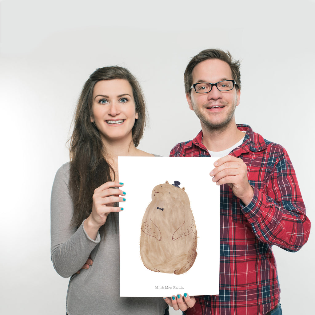 Poster Murmeltier Poster, Wandposter, Bild, Wanddeko, Küchenposter, Kinderposter, Wanddeko Bild, Raumdekoration, Wanddekoration, Handgemaltes Poster, Mr. & Mrs. Panda Poster, Designposter, Kunstdruck, Posterdruck, Tiermotive, Gute Laune, lustige Sprüche, Tiere, Murmeltier, Knigge, Fröhlichkeit, Freundlichkeit, Respekt, Anstand