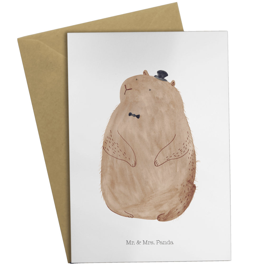 Grußkarte Murmeltier Klappkarte, Einladungskarte, Glückwunschkarte, Hochzeitskarte, Geburtstagskarte, Karte, Tiermotive, Gute Laune, lustige Sprüche, Tiere, Murmeltier, Knigge, Fröhlichkeit, Freundlichkeit, Respekt, Anstand