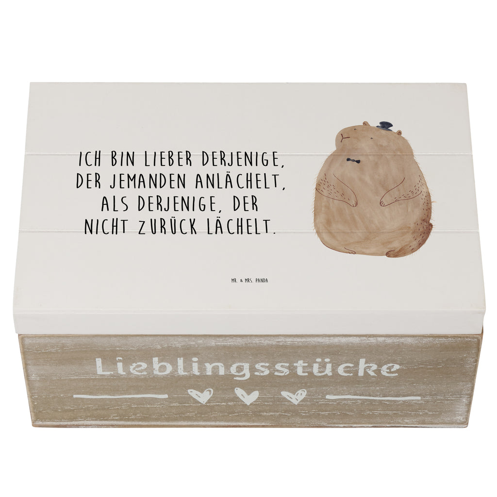 Holzkiste Murmeltier Holzkiste, Kiste, Schatzkiste, Truhe, Schatulle, XXL, Erinnerungsbox, Erinnerungskiste, Dekokiste, Aufbewahrungsbox, Tiermotive, Gute Laune, lustige Sprüche, Tiere, Murmeltier, Knigge, Fröhlichkeit, Freundlichkeit, Respekt, Anstand