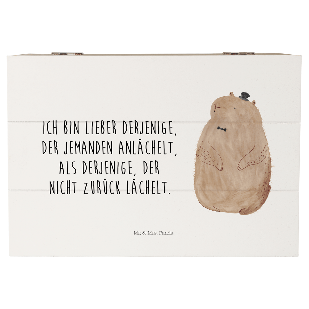 Holzkiste Murmeltier Holzkiste, Kiste, Schatzkiste, Truhe, Schatulle, XXL, Erinnerungsbox, Erinnerungskiste, Dekokiste, Aufbewahrungsbox, Tiermotive, Gute Laune, lustige Sprüche, Tiere, Murmeltier, Knigge, Fröhlichkeit, Freundlichkeit, Respekt, Anstand