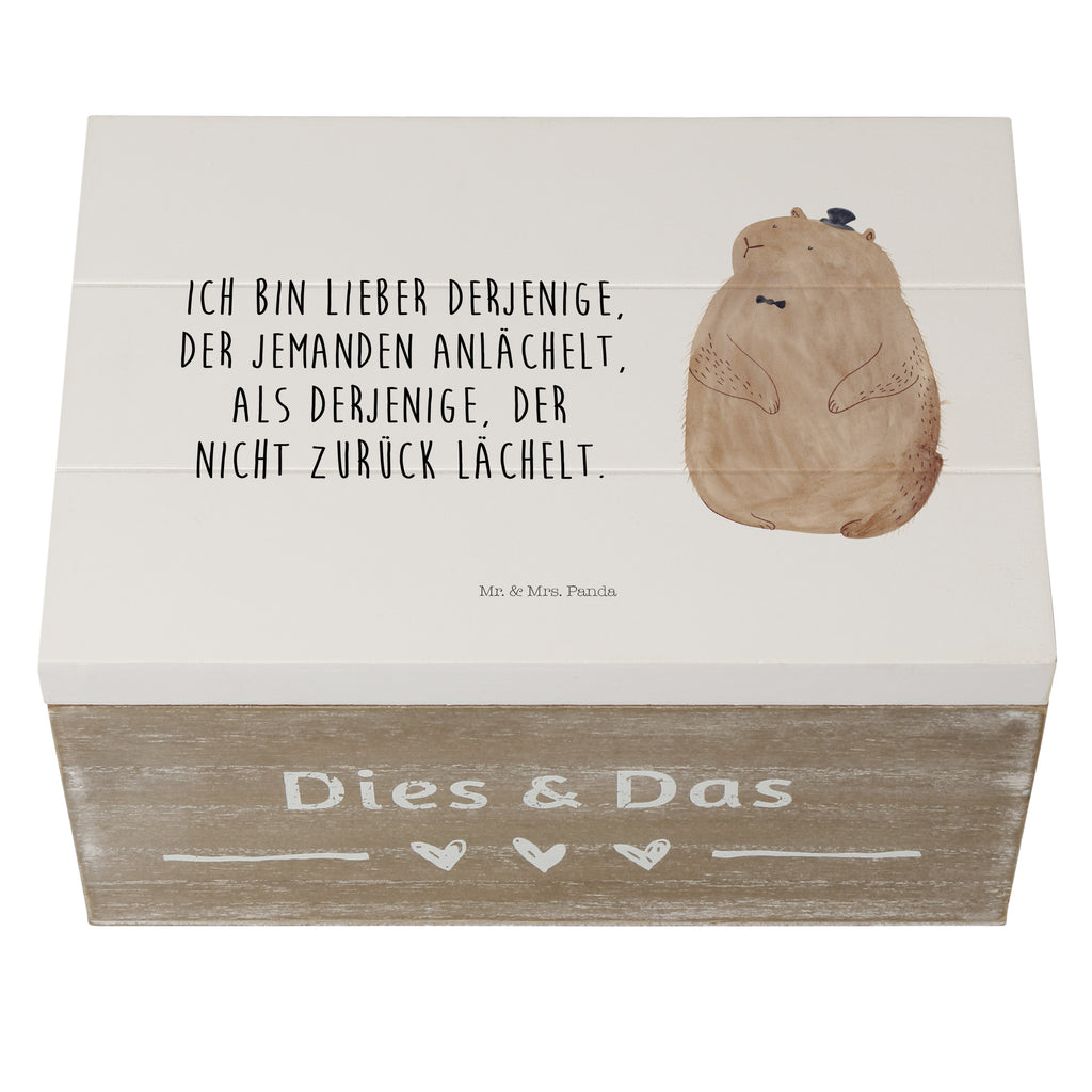 Holzkiste Murmeltier Holzkiste, Kiste, Schatzkiste, Truhe, Schatulle, XXL, Erinnerungsbox, Erinnerungskiste, Dekokiste, Aufbewahrungsbox, Tiermotive, Gute Laune, lustige Sprüche, Tiere, Murmeltier, Knigge, Fröhlichkeit, Freundlichkeit, Respekt, Anstand