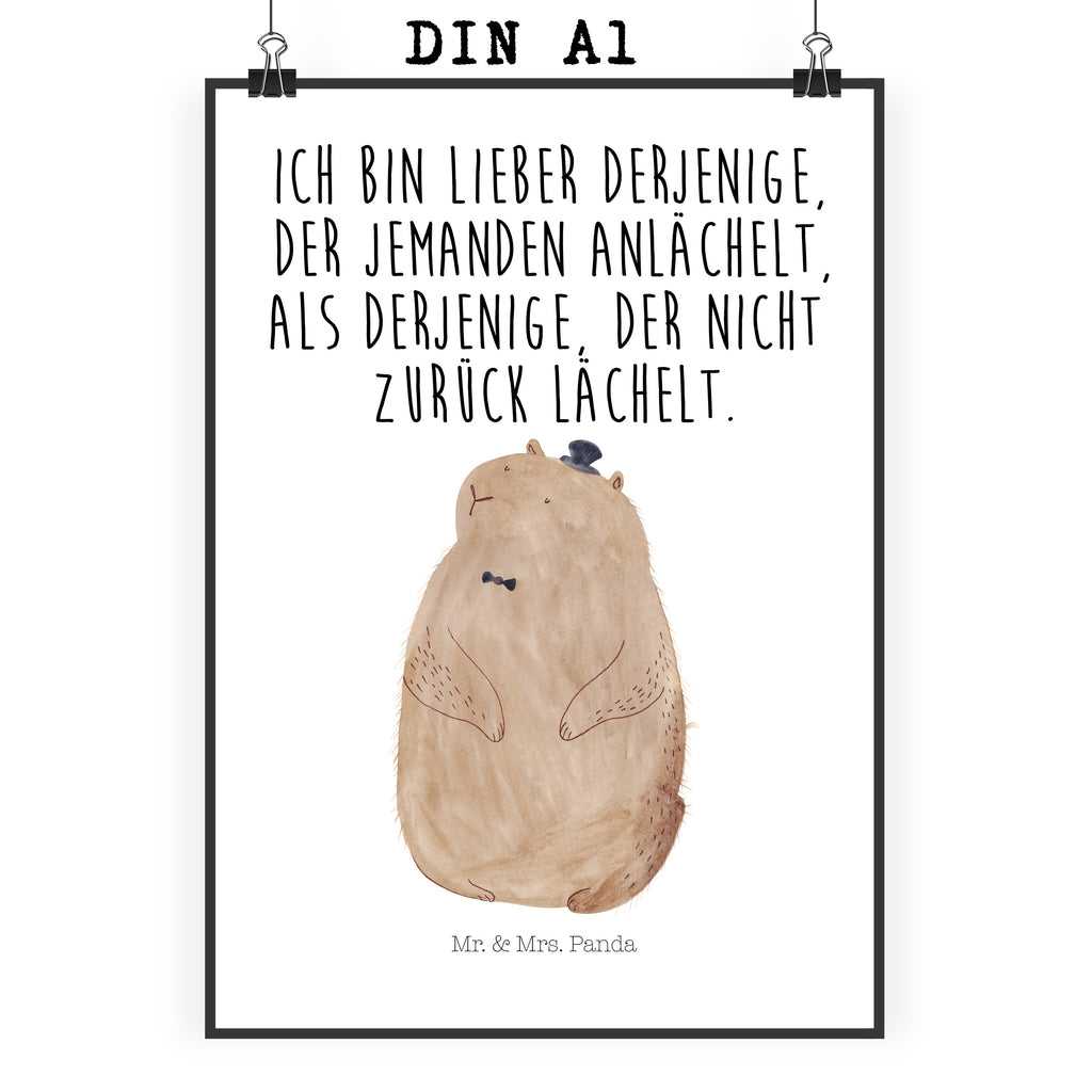 Poster Murmeltier Poster, Wandposter, Bild, Wanddeko, Küchenposter, Kinderposter, Wanddeko Bild, Raumdekoration, Wanddekoration, Handgemaltes Poster, Mr. & Mrs. Panda Poster, Designposter, Kunstdruck, Posterdruck, Tiermotive, Gute Laune, lustige Sprüche, Tiere, Murmeltier, Knigge, Fröhlichkeit, Freundlichkeit, Respekt, Anstand