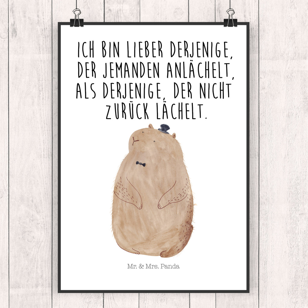 Poster Murmeltier Poster, Wandposter, Bild, Wanddeko, Küchenposter, Kinderposter, Wanddeko Bild, Raumdekoration, Wanddekoration, Handgemaltes Poster, Mr. & Mrs. Panda Poster, Designposter, Kunstdruck, Posterdruck, Tiermotive, Gute Laune, lustige Sprüche, Tiere, Murmeltier, Knigge, Fröhlichkeit, Freundlichkeit, Respekt, Anstand