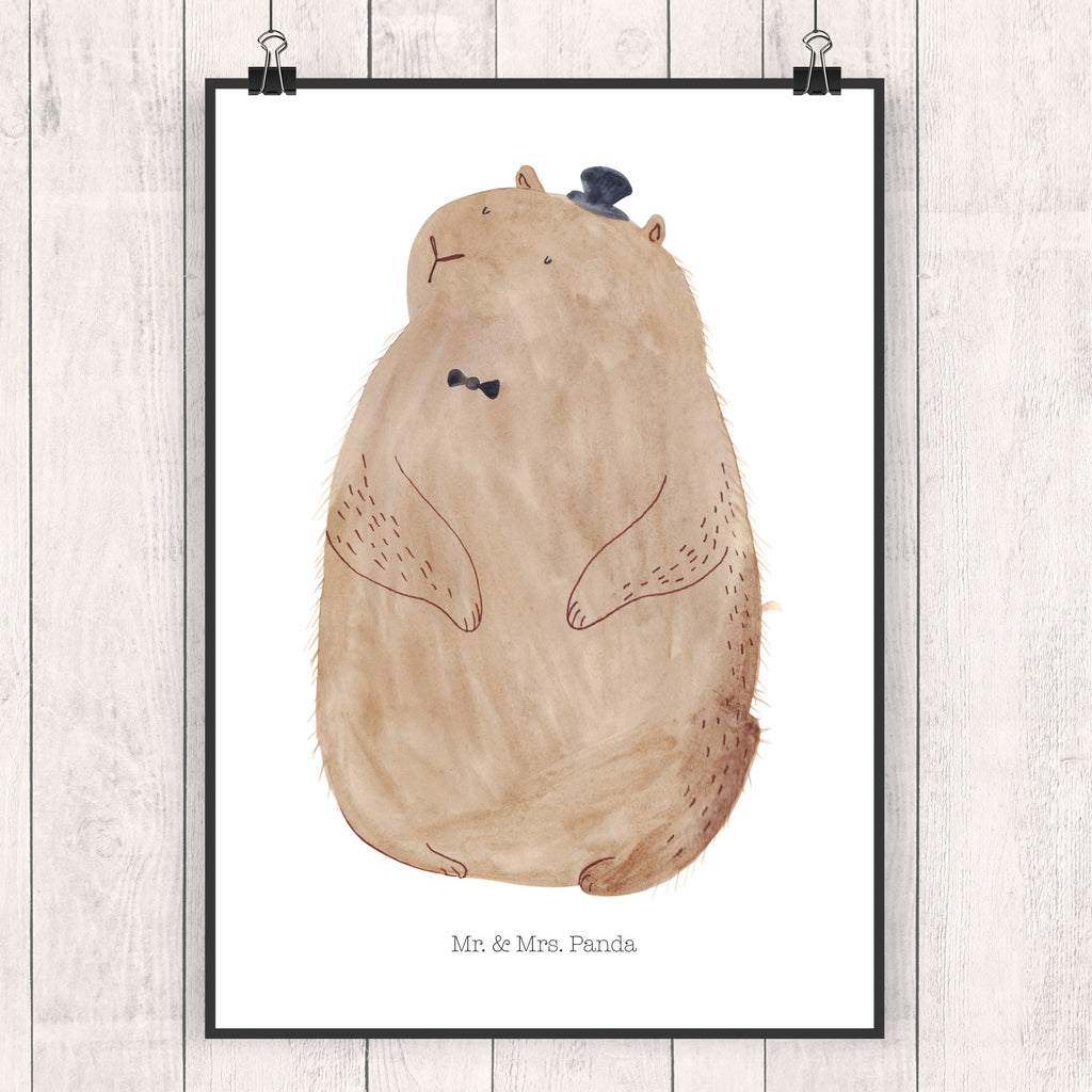 Poster Murmeltier Poster, Wandposter, Bild, Wanddeko, Küchenposter, Kinderposter, Wanddeko Bild, Raumdekoration, Wanddekoration, Handgemaltes Poster, Mr. & Mrs. Panda Poster, Designposter, Kunstdruck, Posterdruck, Tiermotive, Gute Laune, lustige Sprüche, Tiere, Murmeltier, Knigge, Fröhlichkeit, Freundlichkeit, Respekt, Anstand
