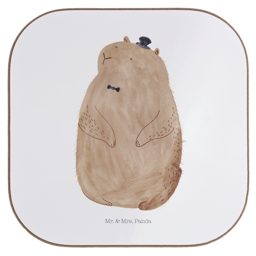 Quadratische Untersetzer Murmeltier Bierdeckel, Glasuntersetzer, Untersetzer Gläser, Getränkeuntersetzer, Tiermotive, Gute Laune, lustige Sprüche, Tiere, Murmeltier, Knigge, Fröhlichkeit, Freundlichkeit, Respekt, Anstand