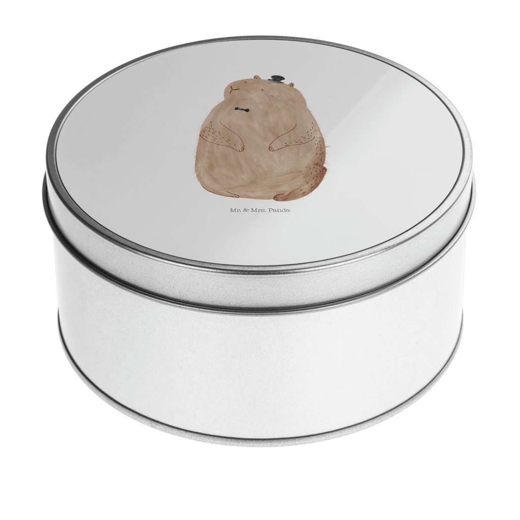 Blechdose rund Murmeltier Metalldose, Keksdose, Dose, Vorratsdose, Geschenkbox, Tiermotive, Gute Laune, lustige Sprüche, Tiere, Murmeltier, Knigge, Fröhlichkeit, Freundlichkeit, Respekt, Anstand