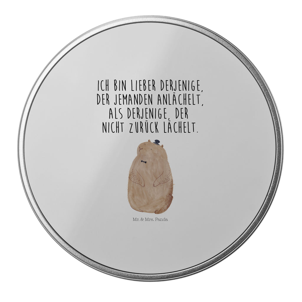 Blechdose rund Murmeltier Metalldose, Keksdose, Dose, Vorratsdose, Geschenkbox, Tiermotive, Gute Laune, lustige Sprüche, Tiere, Murmeltier, Knigge, Fröhlichkeit, Freundlichkeit, Respekt, Anstand