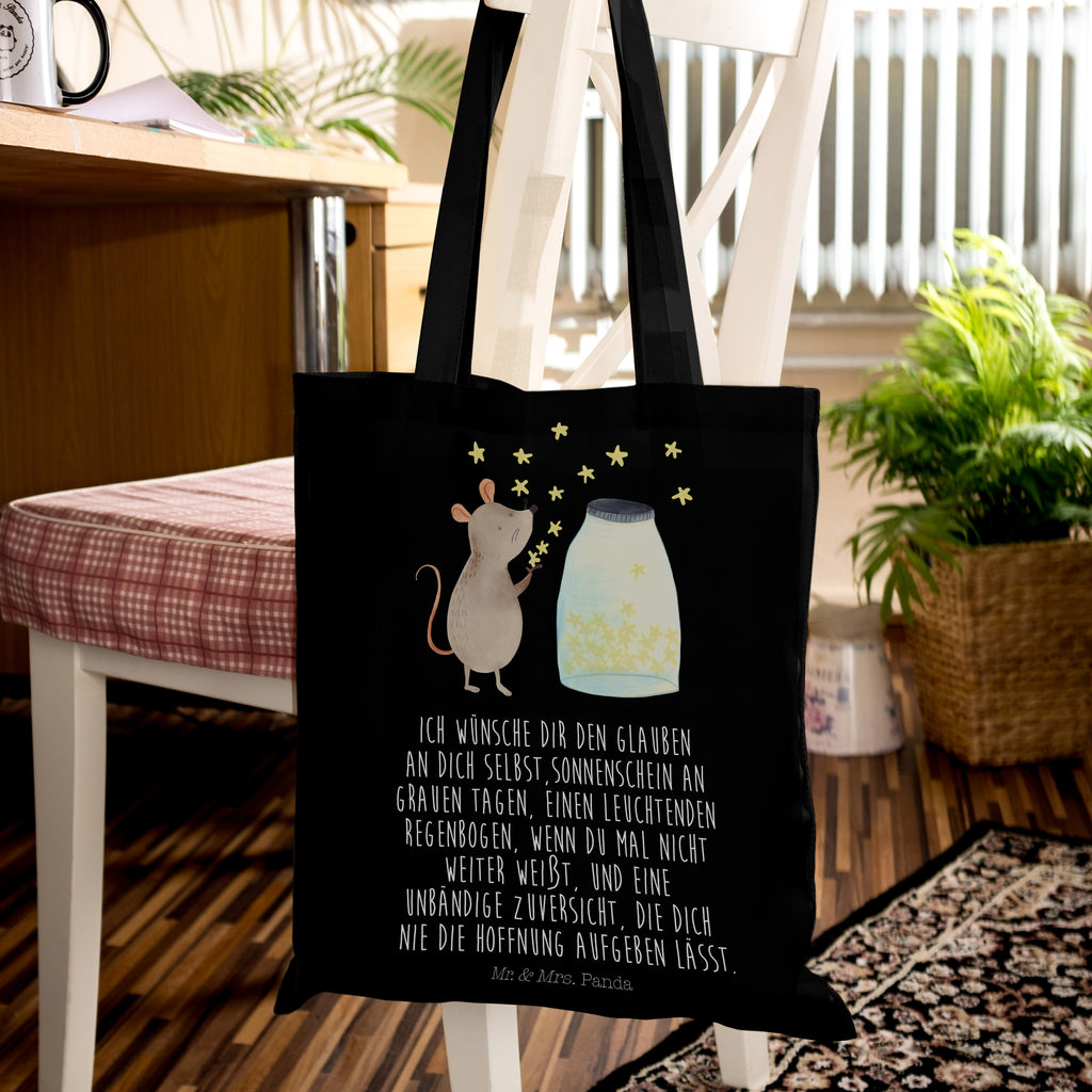 Tragetasche Maus Sterne Beuteltasche, Beutel, Einkaufstasche, Jutebeutel, Stoffbeutel, Tiermotive, Gute Laune, lustige Sprüche, Tiere, Maus, Sterne, Wunsch, Kind, Taufe, Taufgeschenk, Geburt, Schwangerschaft, erstes Kind, Kindergeburtstag, Geburtstag, Hoffnung, Träume