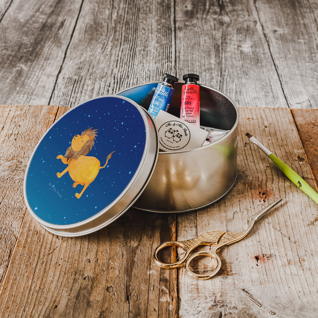 Blechdose rund Sternzeichen Löwe Metalldose, Keksdose, Dose, Vorratsdose, Geschenkbox, Tierkreiszeichen, Sternzeichen, Horoskop, Astrologie, Aszendent, Löwe Geschenk, Löwe Sternzeichen, Geschenk Juli, Geburtstag Juli, Geschenk August, Geburtstag August, König der Tiere