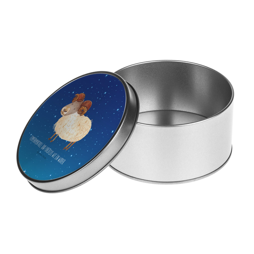 Blechdose rund Sternzeichen Widder Metalldose, Keksdose, Dose, Vorratsdose, Geschenkbox, Tierkreiszeichen, Sternzeichen, Horoskop, Astrologie, Aszendent, Widder Geschenk, Widder Sternzeichen, Geschenk März, Geschenk April, Geburtstag März, Geburtstag April, Bock, Schafbock