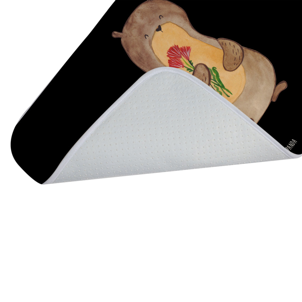 Badvorleger Otter Blumenstrauß Badematte, Badteppich, Duschvorleger, Badezimmerteppich, Badezimmermatte, Badvorleger, Duschmatte, Duschteppich, Otter, Fischotter, Seeotter, Otter Seeotter See Otter