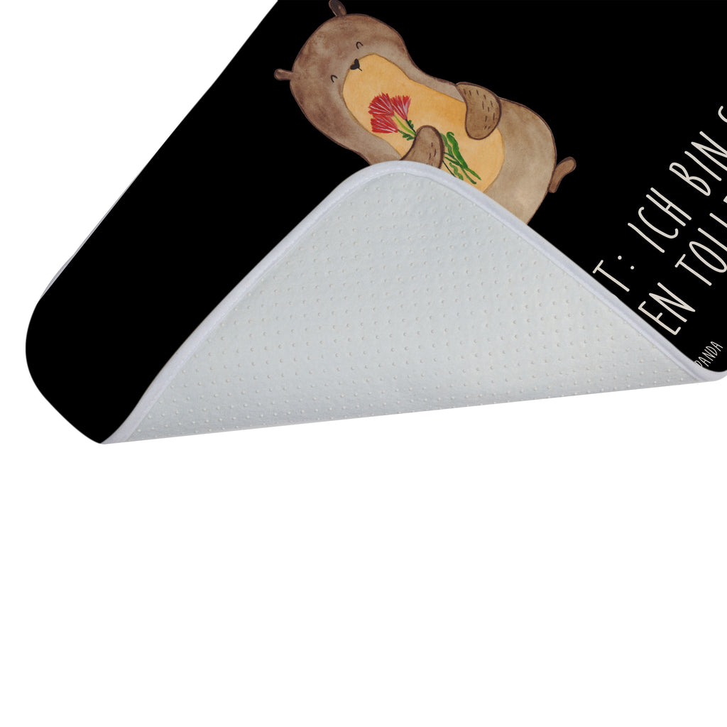 Badvorleger Otter Blumenstrauß Badematte, Badteppich, Duschvorleger, Badezimmerteppich, Badezimmermatte, Badvorleger, Duschmatte, Duschteppich, Otter, Fischotter, Seeotter, Otter Seeotter See Otter