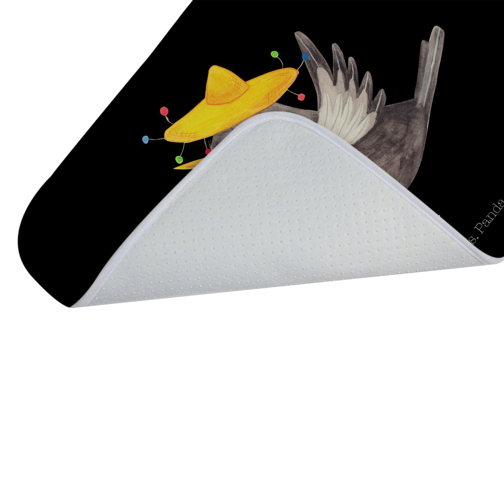 Badvorleger Rabe mit Sombrero Badematte, Badteppich, Duschvorleger, Badezimmerteppich, Badezimmermatte, Badvorleger, Duschmatte, Duschteppich, Tiermotive, Gute Laune, lustige Sprüche, Tiere, Rabe, Vogel, Vögel, Spruch positiv, fröhlich sein, glücklich sein, Glück Spruch, froh, Elster, Motivation