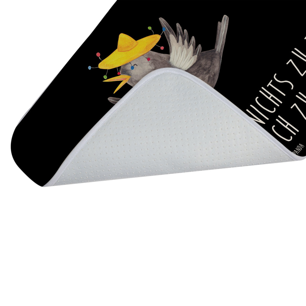 Badvorleger Rabe mit Sombrero Badematte, Badteppich, Duschvorleger, Badezimmerteppich, Badezimmermatte, Badvorleger, Duschmatte, Duschteppich, Tiermotive, Gute Laune, lustige Sprüche, Tiere, Rabe, Vogel, Vögel, Spruch positiv, fröhlich sein, glücklich sein, Glück Spruch, froh, Elster, Motivation