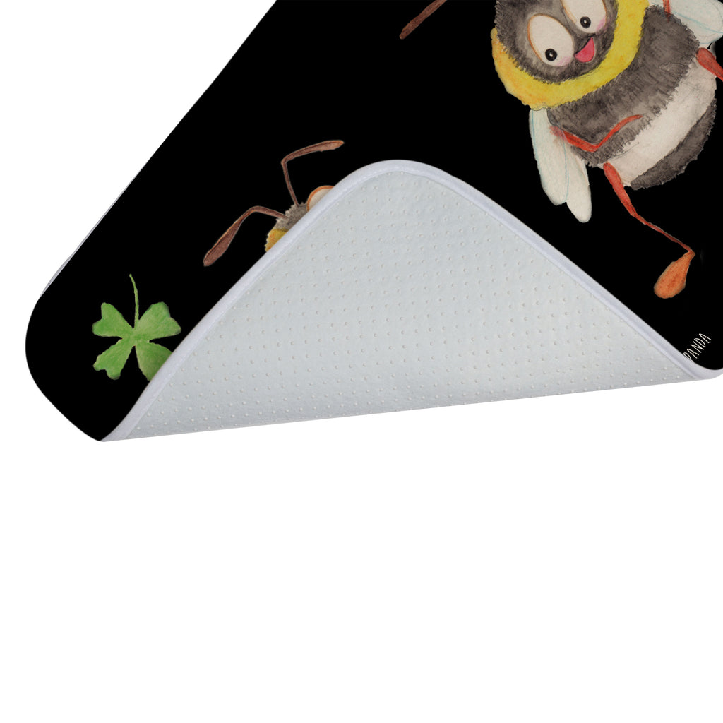 Badvorleger Hummeln mit Kleeblatt Badematte, Badteppich, Duschvorleger, Badezimmerteppich, Badezimmermatte, Badvorleger, Duschmatte, Duschteppich, Tiermotive, Gute Laune, lustige Sprüche, Tiere, Hummel, Biene, Spruch positiv, Biene Deko, Spruch schön, glücklich sein, glücklich werden, Spruch fröhlich