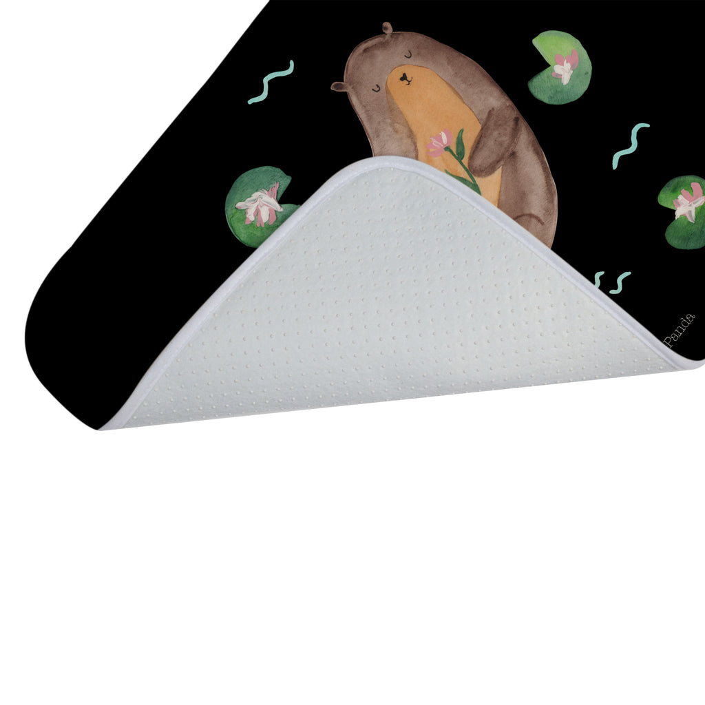 Badvorleger Otter mit Seerose Badematte, Badteppich, Duschvorleger, Badezimmerteppich, Badezimmermatte, Badvorleger, Duschmatte, Duschteppich, Otter, Fischotter, Seeotter, Otter Seeotter See Otter