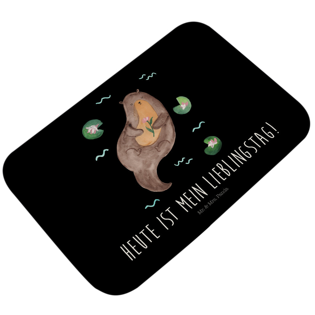 Badvorleger Otter mit Seerose Badematte, Badteppich, Duschvorleger, Badezimmerteppich, Badezimmermatte, Badvorleger, Duschmatte, Duschteppich, Otter, Fischotter, Seeotter, Otter Seeotter See Otter