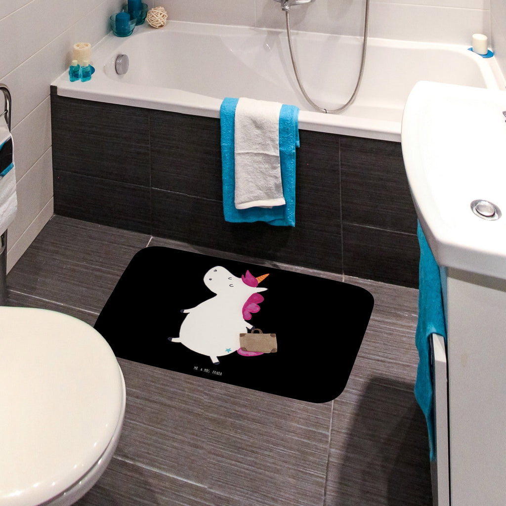 Badvorleger Einhorn Koffer Badematte, Badteppich, Duschvorleger, Badezimmerteppich, Badezimmermatte, Badvorleger, Duschmatte, Duschteppich, Einhorn, Einhörner, Einhorn Deko, Pegasus, Unicorn, unicorn, Koffer, Verreisen, Reise, Gepäck, Abenteuer, Erwachsen, Kind, albern, Spaß, lustig, witzig