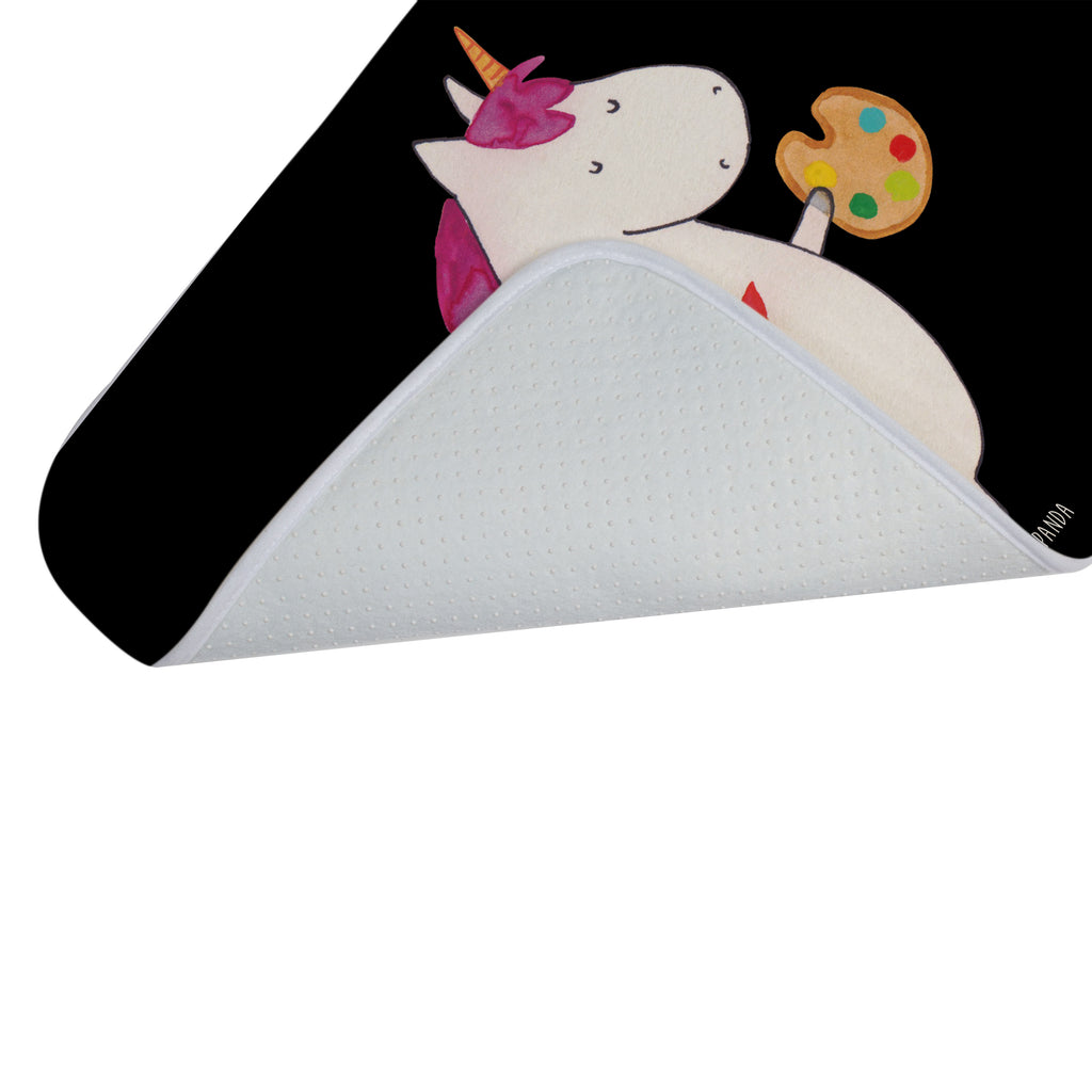 Badvorleger Einhorn Künstler Badematte, Badteppich, Duschvorleger, Badezimmerteppich, Badezimmermatte, Badvorleger, Duschmatte, Duschteppich, Einhorn, Einhörner, Einhorn Deko, Pegasus, Unicorn, Englisch, Künstler, Artist, Malen, Zeichnen, Welt, Farbe, Stift, Pinsel, Geschenk, Maler