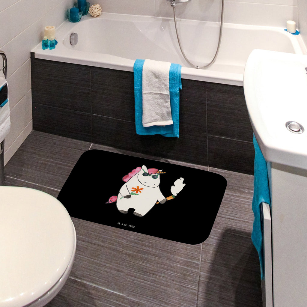 Badvorleger Einhorn Woodstock Badematte, Badteppich, Duschvorleger, Badezimmerteppich, Badezimmermatte, Badvorleger, Duschmatte, Duschteppich, Einhorn, Einhörner, Einhorn Deko, Pegasus, Unicorn, Kiffen, Joint, Zigarette, Alkohol, Party, Spaß. lustig, witzig, Woodstock