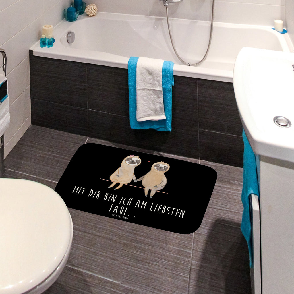 Badvorleger Faultier Pärchen Badematte, Badteppich, Duschvorleger, Badezimmerteppich, Badezimmermatte, Badvorleger, Duschmatte, Duschteppich, Faultier, Faultier Geschenk, Faultier Deko, Faultiere, faul, Lieblingstier, Liebe, Liebespaar, Faultierliebe, Faultierpärchen, verliebt, verlobt, gemeinsam, relaxen, Pärchen, Beziehung, Langsamkeit