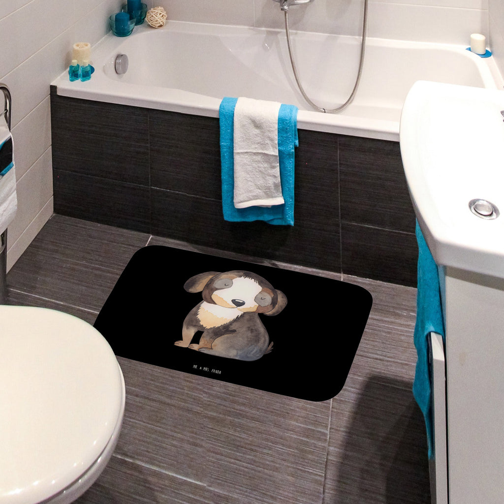 Badvorleger Hund entspannt Badematte, Badteppich, Duschvorleger, Badezimmerteppich, Badezimmermatte, Badvorleger, Duschmatte, Duschteppich, Hund, Hundemotiv, Haustier, Hunderasse, Tierliebhaber, Hundebesitzer, Sprüche, schwarzer Hund, Hundeliebe, Liebe, Hundeglück