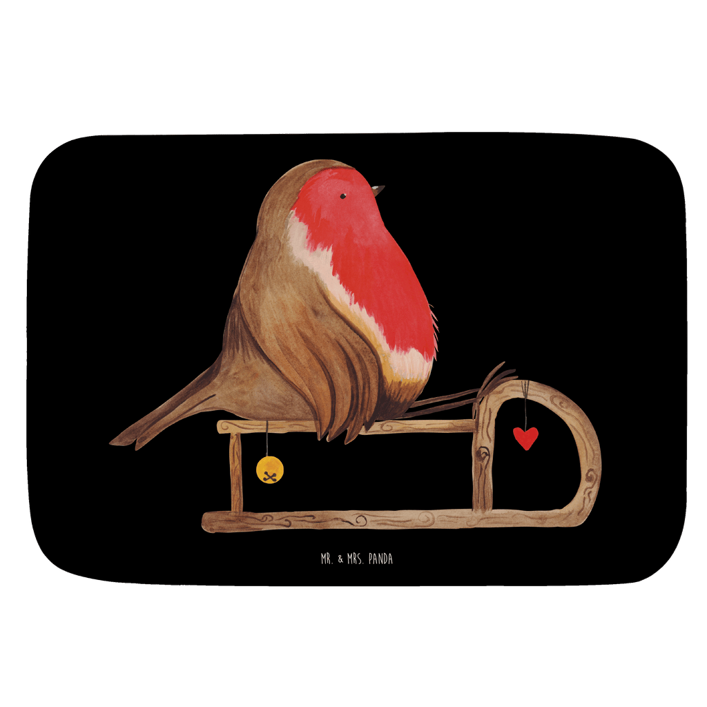 Badvorleger Rotkehlchen Schlitten Badematte, Badteppich, Duschvorleger, Badezimmerteppich, Badezimmermatte, Badvorleger, Duschmatte, Duschteppich, Winter, Weihnachten, Weihnachtsdeko, Nikolaus, Advent, Heiligabend, Wintermotiv, Schlitten, Vogel