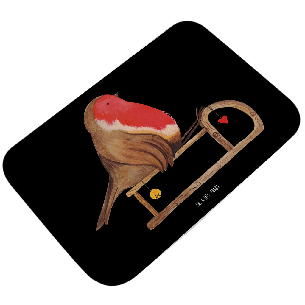 Badvorleger Rotkehlchen Schlitten Badematte, Badteppich, Duschvorleger, Badezimmerteppich, Badezimmermatte, Badvorleger, Duschmatte, Duschteppich, Winter, Weihnachten, Weihnachtsdeko, Nikolaus, Advent, Heiligabend, Wintermotiv, Schlitten, Vogel