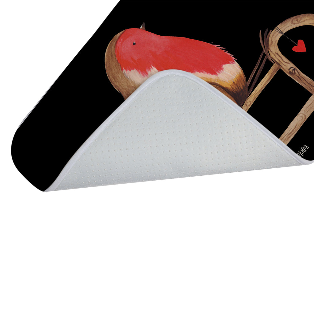 Badvorleger Rotkehlchen Schlitten Badematte, Badteppich, Duschvorleger, Badezimmerteppich, Badezimmermatte, Badvorleger, Duschmatte, Duschteppich, Winter, Weihnachten, Weihnachtsdeko, Nikolaus, Advent, Heiligabend, Wintermotiv, Schlitten, Vogel