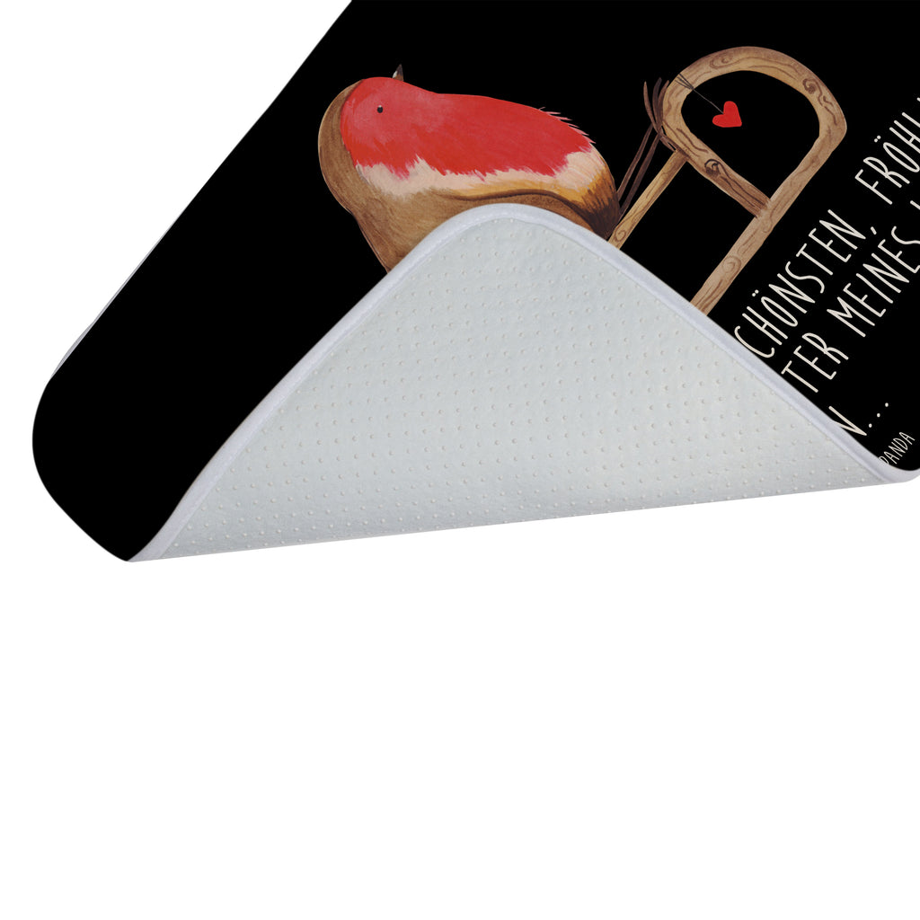 Badvorleger Rotkehlchen Schlitten Badematte, Badteppich, Duschvorleger, Badezimmerteppich, Badezimmermatte, Badvorleger, Duschmatte, Duschteppich, Winter, Weihnachten, Weihnachtsdeko, Nikolaus, Advent, Heiligabend, Wintermotiv, Schlitten, Vogel