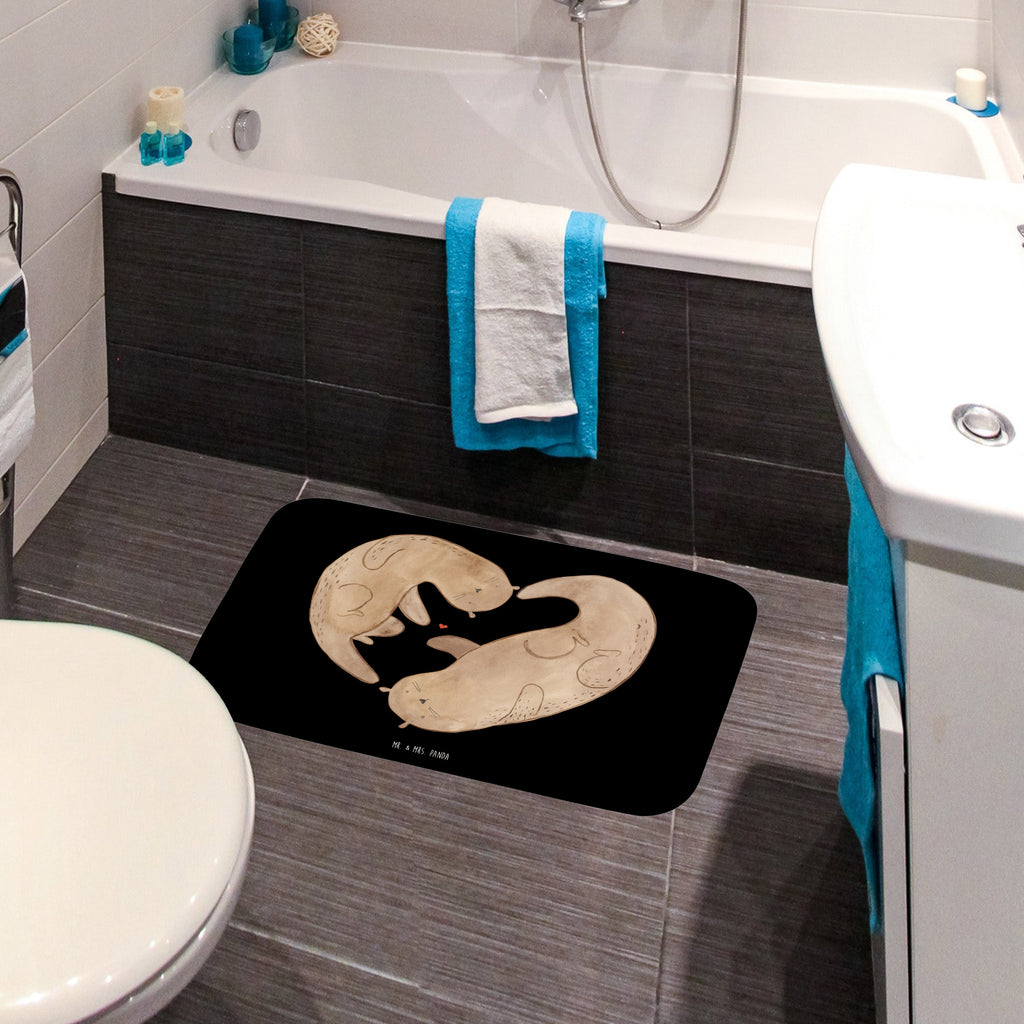 Badvorleger Otter Herz Badematte, Badteppich, Duschvorleger, Badezimmerteppich, Badezimmermatte, Badvorleger, Duschmatte, Duschteppich, Otter, Fischotter, Seeotter, Liebe, Herz, Liebesbeweis, Liebesgeschenk, Bessere Hälfte, Love you, Jahrestag, Hochzeitstag, Verlobung, gemeinsames Leben