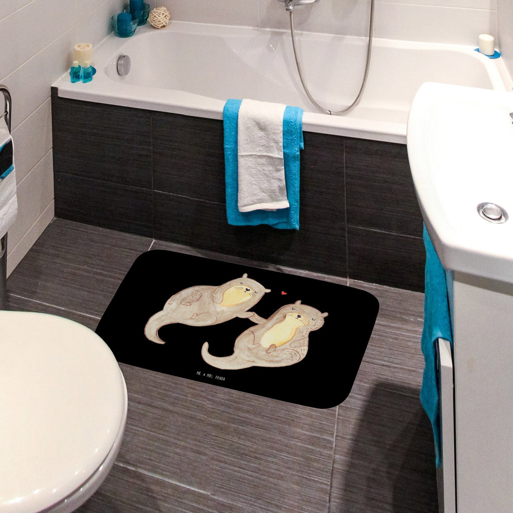 Badvorleger Otter händchenhaltend Badematte, Badteppich, Duschvorleger, Badezimmerteppich, Badezimmermatte, Badvorleger, Duschmatte, Duschteppich, Otter, Fischotter, Seeotter, Otter Seeotter See Otter
