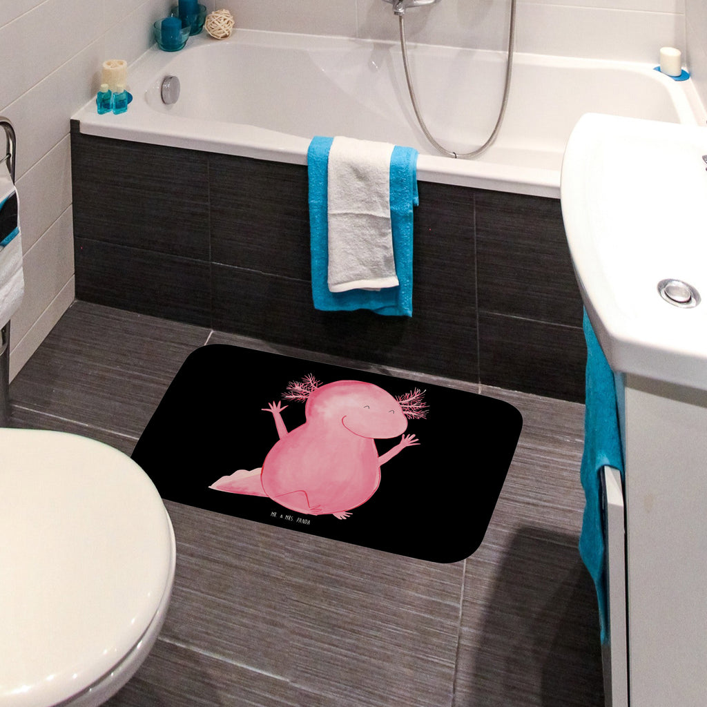 Badvorleger Axolotl Hurra Badematte, Badteppich, Duschvorleger, Badezimmerteppich, Badezimmermatte, Badvorleger, Duschmatte, Duschteppich, Axolotl, Molch, Axolot, Schwanzlurch, Lurch, Lurche, fröhlich, Spaß, Freude, Motivation, Zufriedenheit