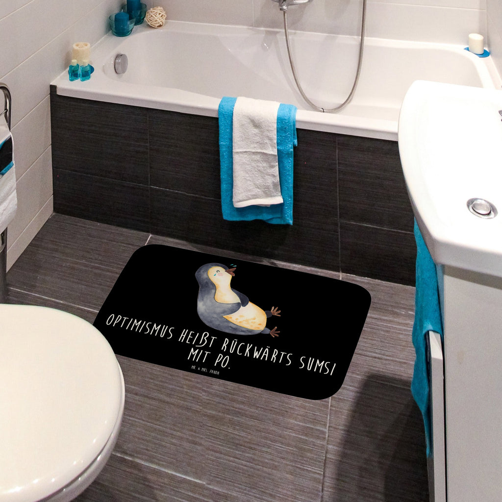 Badvorleger Pinguin lachend Badematte, Badteppich, Duschvorleger, Badezimmerteppich, Badezimmermatte, Badvorleger, Duschmatte, Duschteppich, Pinguin, Pinguine, lustiger Spruch, Optimismus, Fröhlich, Lachen, Humor, Fröhlichkeit