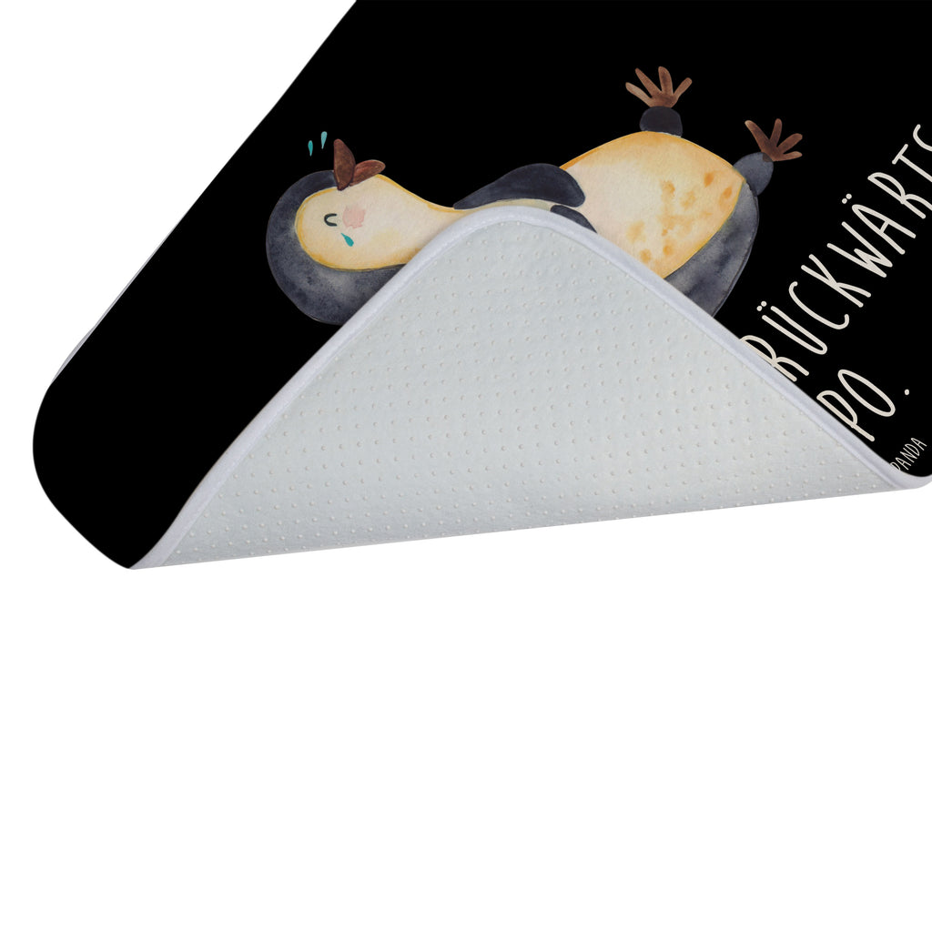 Badvorleger Pinguin lachend Badematte, Badteppich, Duschvorleger, Badezimmerteppich, Badezimmermatte, Badvorleger, Duschmatte, Duschteppich, Pinguin, Pinguine, lustiger Spruch, Optimismus, Fröhlich, Lachen, Humor, Fröhlichkeit