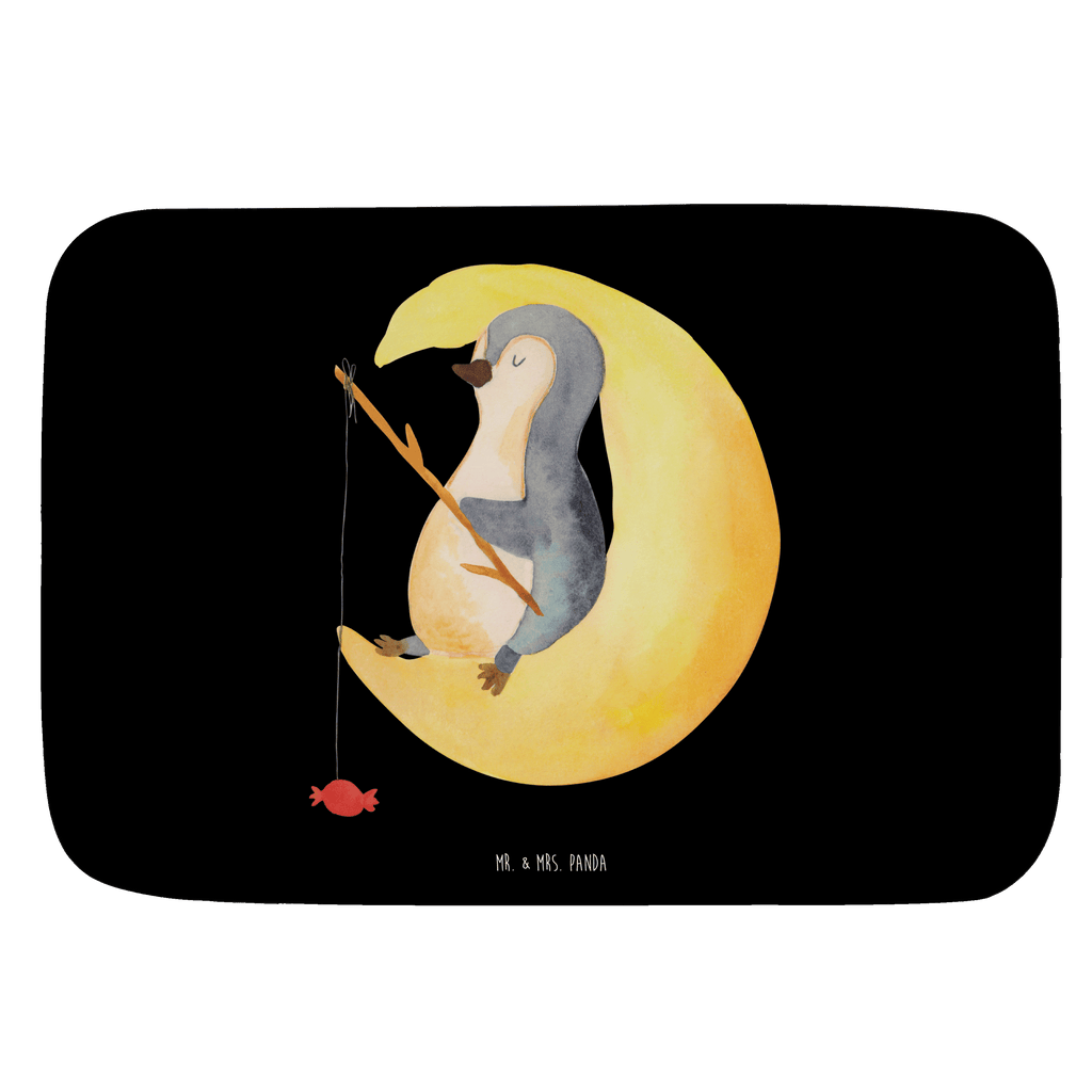 Badvorleger Pinguin Mond Badematte, Badteppich, Duschvorleger, Badezimmerteppich, Badezimmermatte, Badvorleger, Duschmatte, Duschteppich, Pinguin, Pinguine, Spruch, schlafen, Nachtruhe, Einschlafen, Schlafzimmer, Schlafstörungen, Gästezimmer
