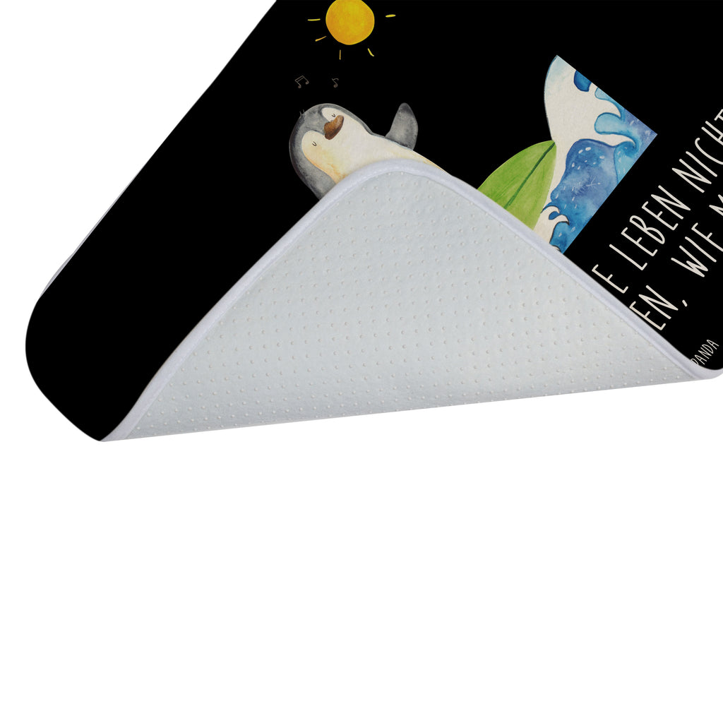Badvorleger Pinguin Surfer Badematte, Badteppich, Duschvorleger, Badezimmerteppich, Badezimmermatte, Badvorleger, Duschmatte, Duschteppich, Pinguin, Pinguine, surfen, Surfer, Hawaii, Urlaub, Wellen, Wellen reiten, Portugal