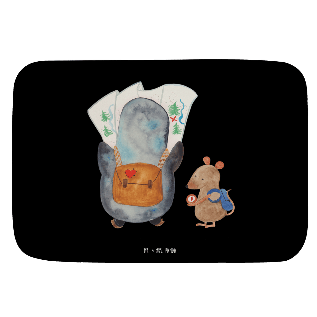 Badvorleger Pinguin & Maus Wanderer Badematte, Badteppich, Duschvorleger, Badezimmerteppich, Badezimmermatte, Badvorleger, Duschmatte, Duschteppich, Pinguin, Pinguine, Abenteurer, Abenteuer, Roadtrip, Ausflug, Wanderlust, wandern
