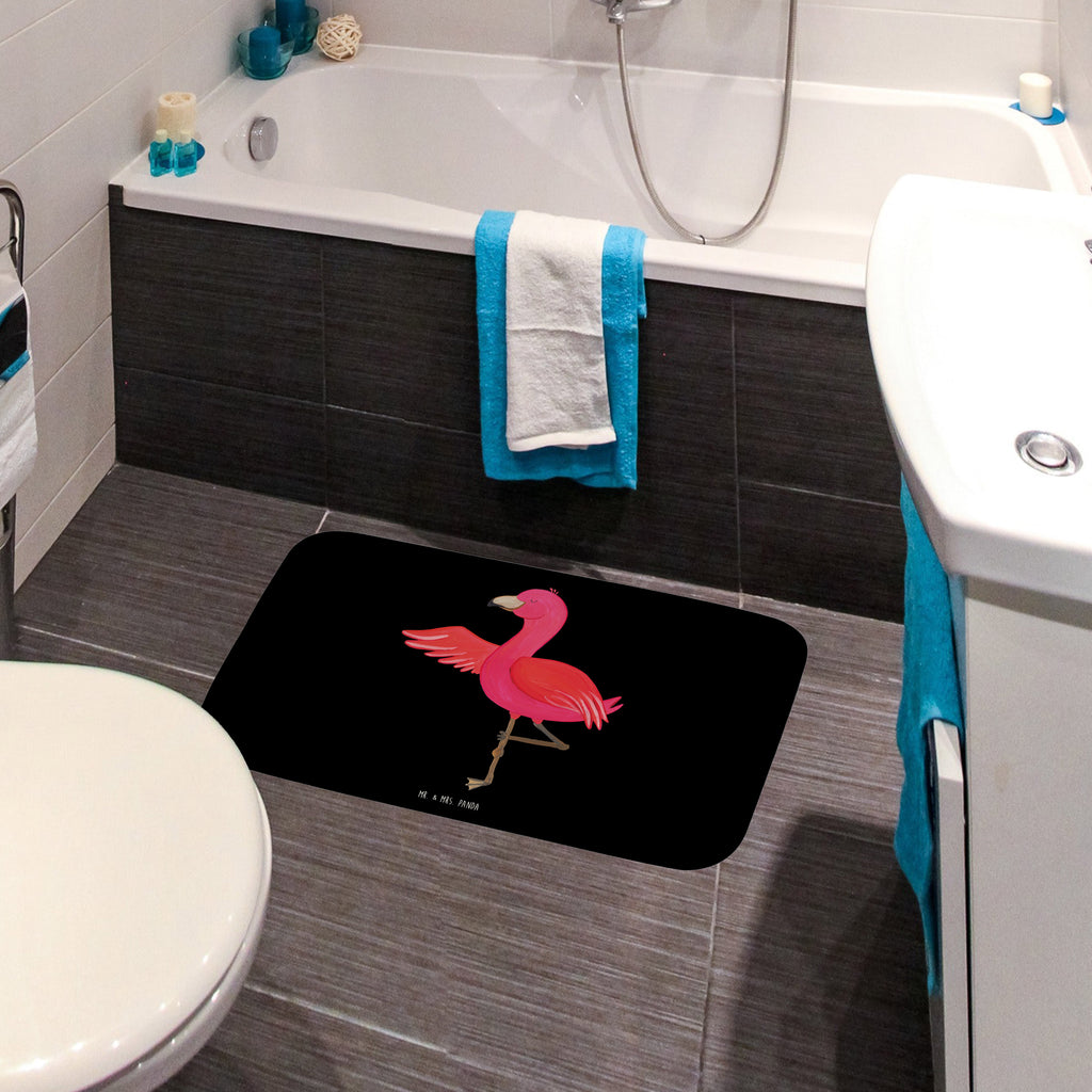 Badvorleger Flamingo Yoga Badematte, Badteppich, Duschvorleger, Badezimmerteppich, Badezimmermatte, Badvorleger, Duschmatte, Duschteppich, Flamingo, Vogel, Yoga, Namaste, Achtsamkeit, Yoga-Übung, Entspannung, Ärger, Aufregen, Tiefenentspannung