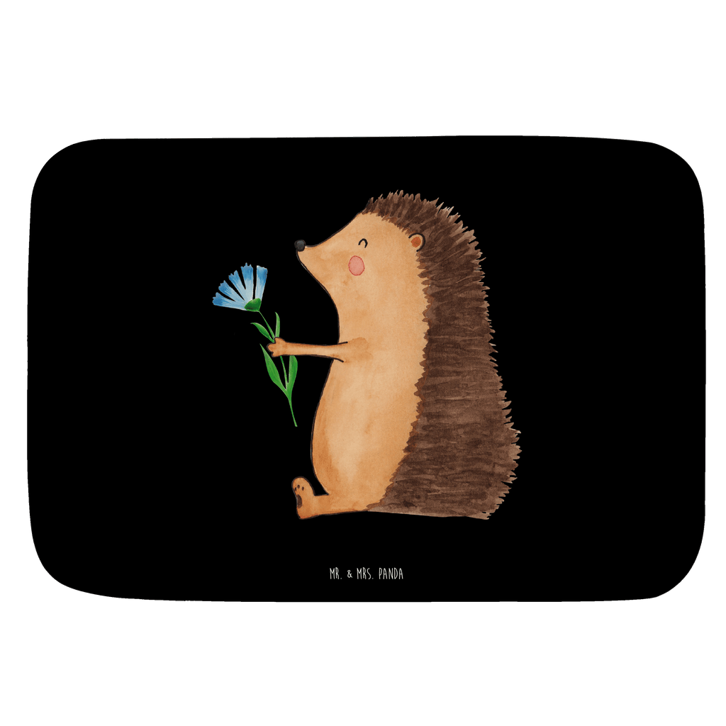 Badvorleger Igel mit Blume Badematte, Badteppich, Duschvorleger, Badezimmerteppich, Badezimmermatte, Badvorleger, Duschmatte, Duschteppich, Tiermotive, Gute Laune, lustige Sprüche, Tiere, Igel, Gute Besserung, Genesungswünsche, Krankheit, Krankenhaus, krank, Besuch